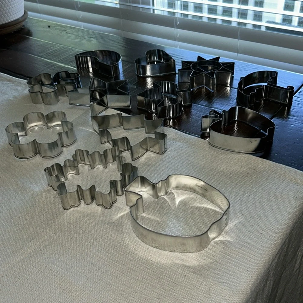 12 Used  Assorted Metal Cookie Cutters